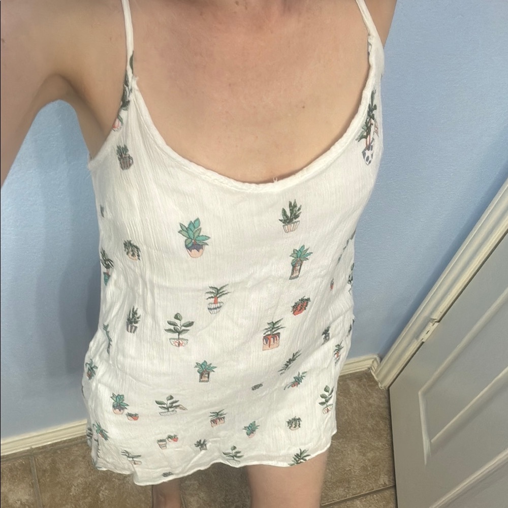 OBEY White Dress with Plant Design With Strappy Back Size XS